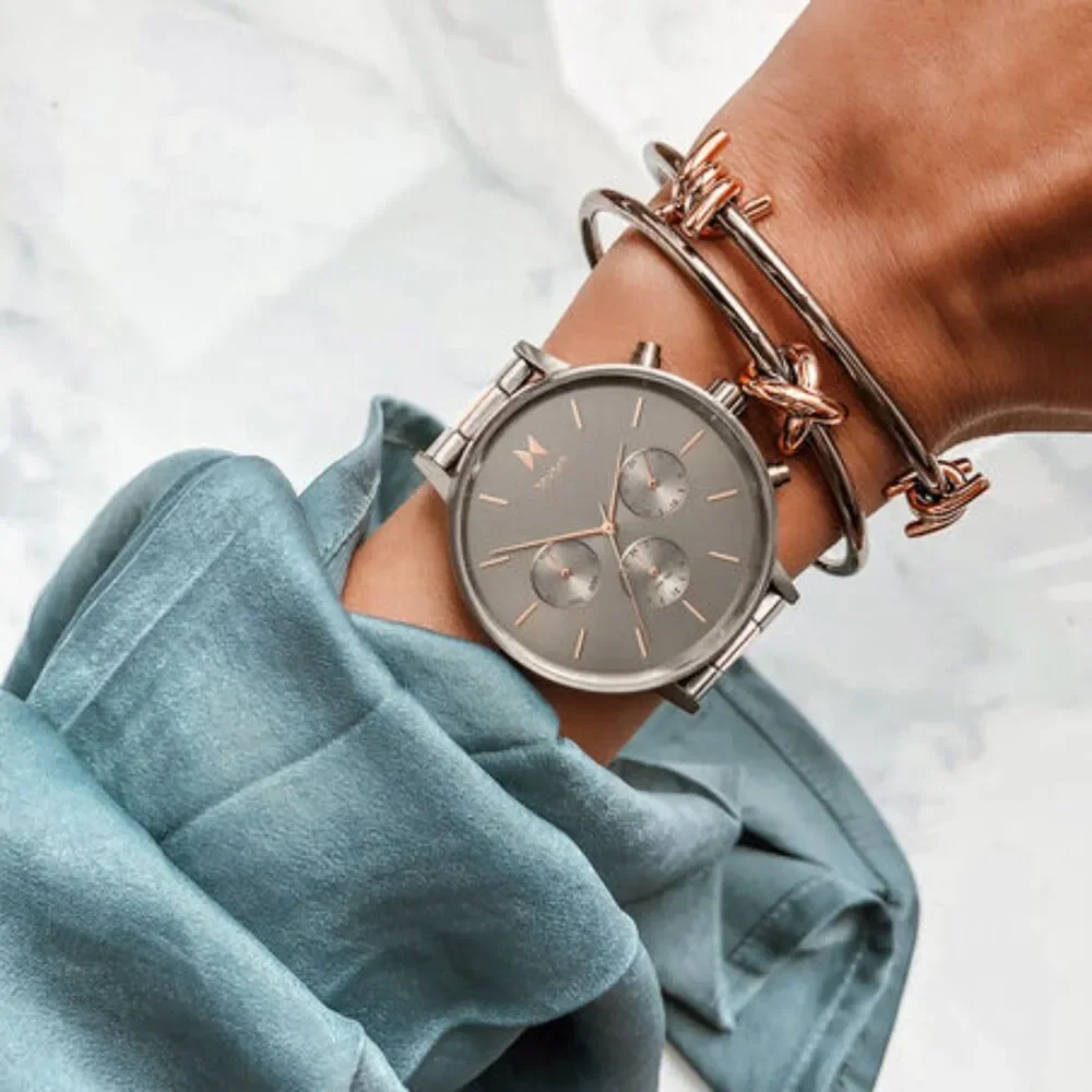 MVMT Women's Silver and Rose Gold Chronograph Watch 38MM
